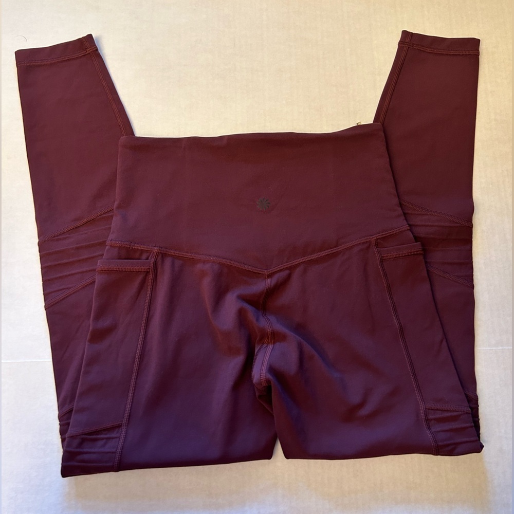 Athleta Inclination Athletic Moto Tight leggings in Antique Burgundy Sz-XSP. H15 - Picture 6 of 12